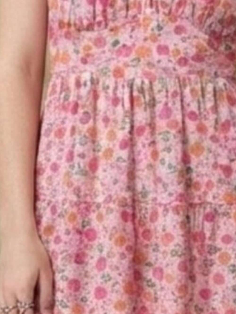 y2k women milkmaid mini dress large pink fairycore ditsy floral‎ cottagecore